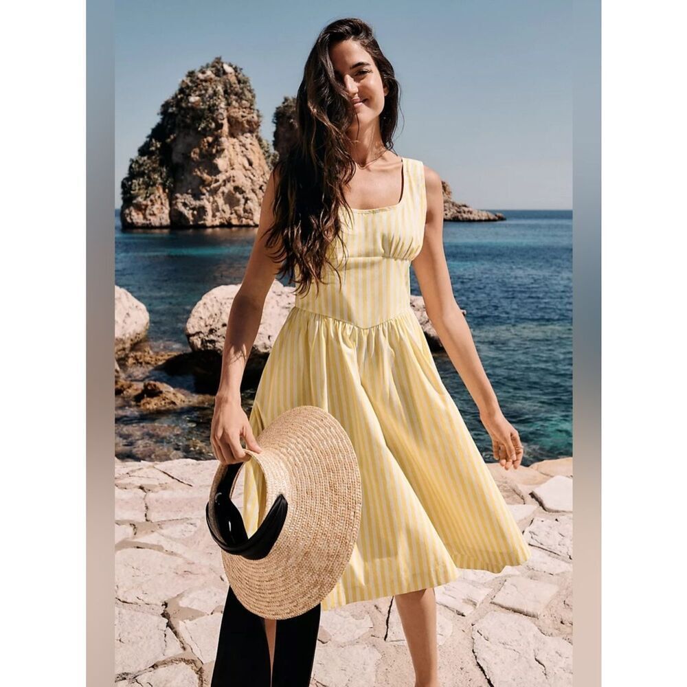 New Anthropologie Maeve Sleeveless Cotton Square-Neck Romper Size 4